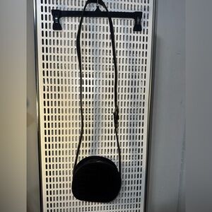 Ralph Lauren Black Croc-Embossed Crossbody Bag